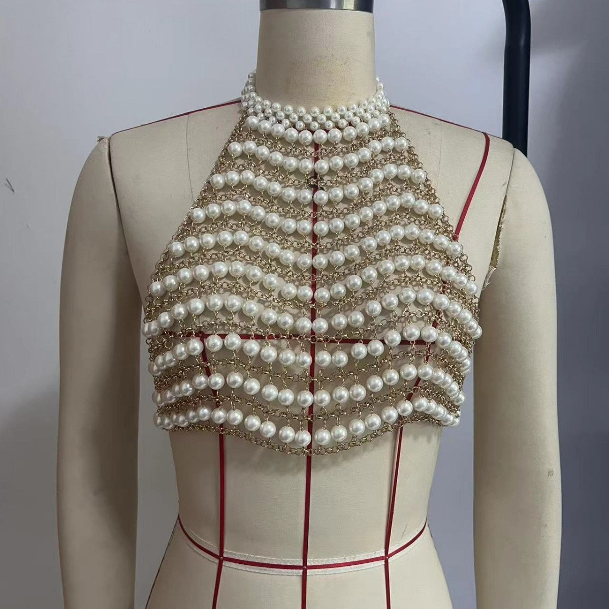 Holiday Wear Pearl Chain Vest Top