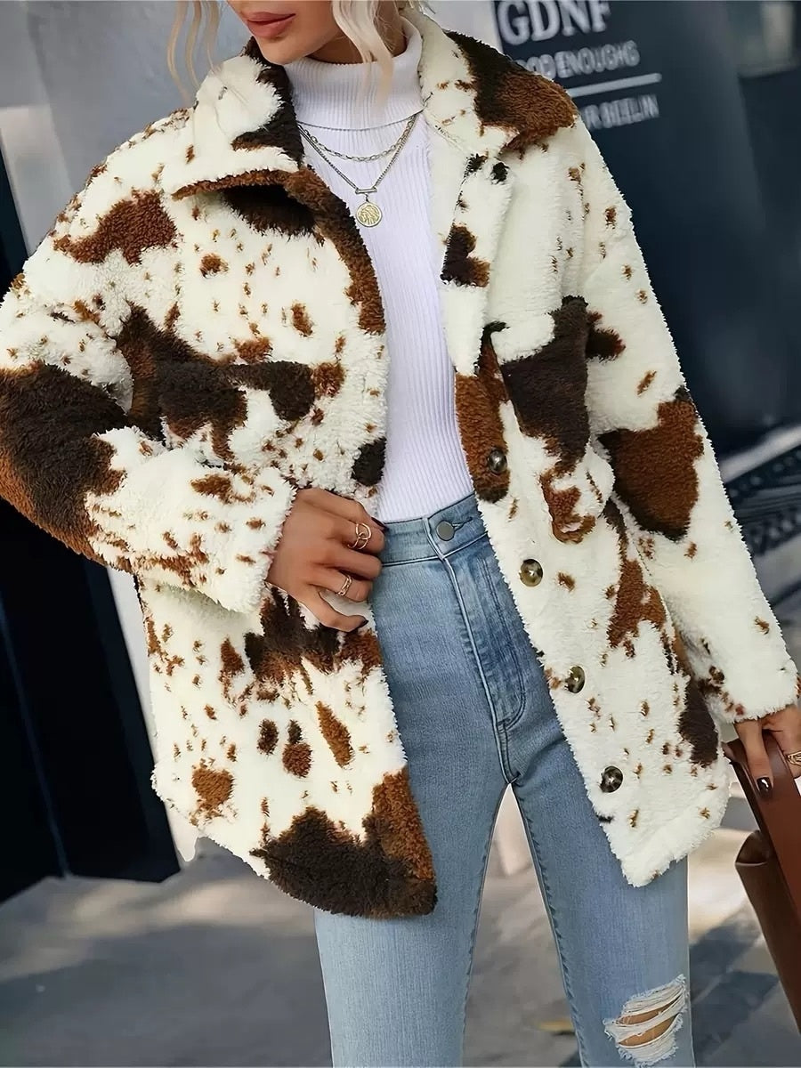 Leisure Button Double-sided Plush Jacket For Women