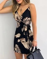 Digital printed suspender dress