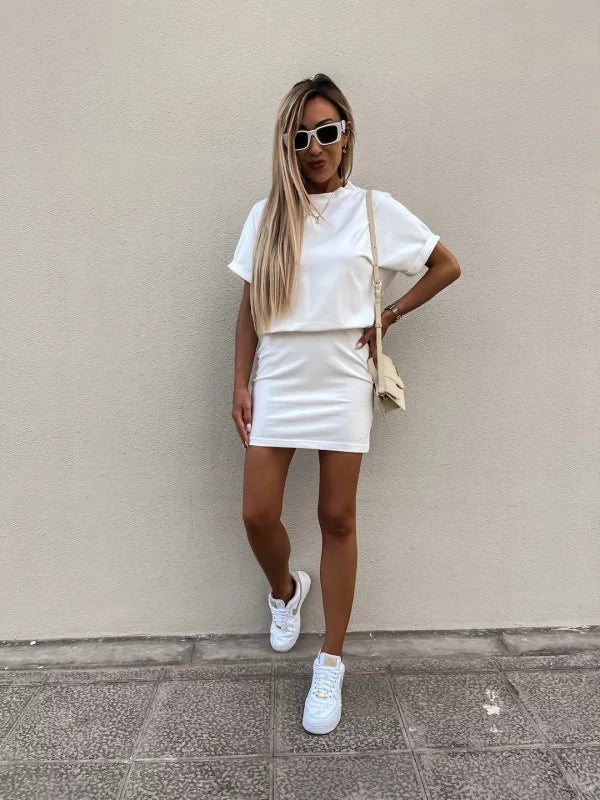 Ladies Solid Color Commuter Casual Sports Dress