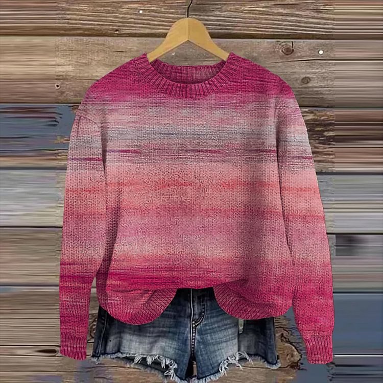 Women's Printed Wear Crew Neck Casual Sweater