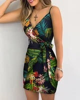 Digital printed suspender dress