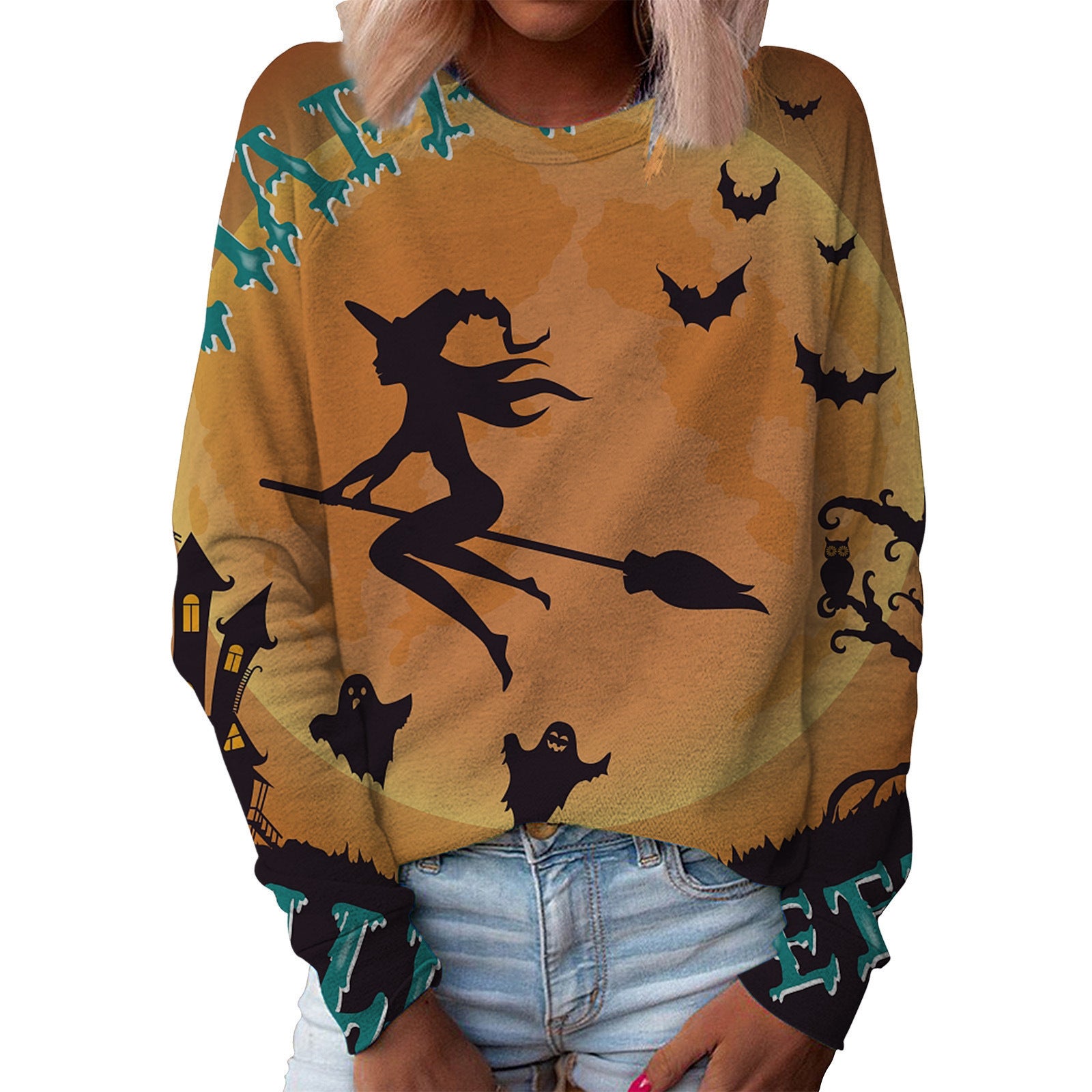 Christmas Women's Top Halloween Main Body Printed Round Neck