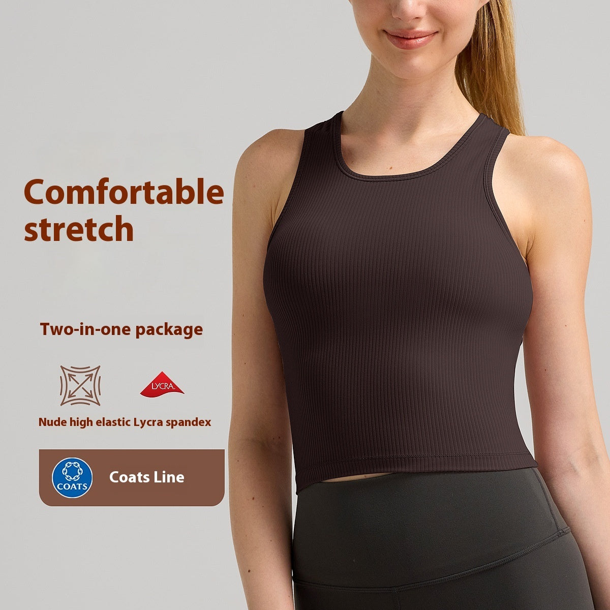 Sports Vest Ladies Belt Chest Pad Rib Breathable Quick-drying Workout Top
