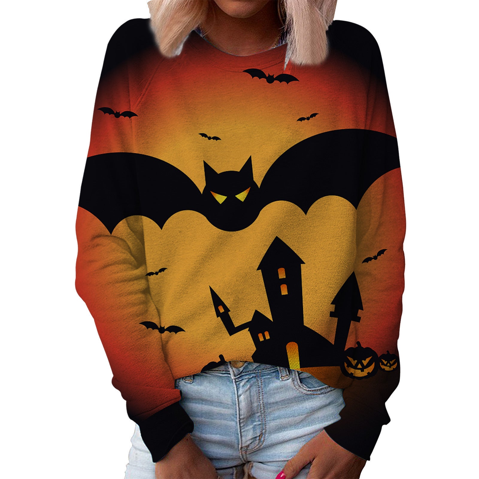 Christmas Women's Top Halloween Main Body Printed Round Neck