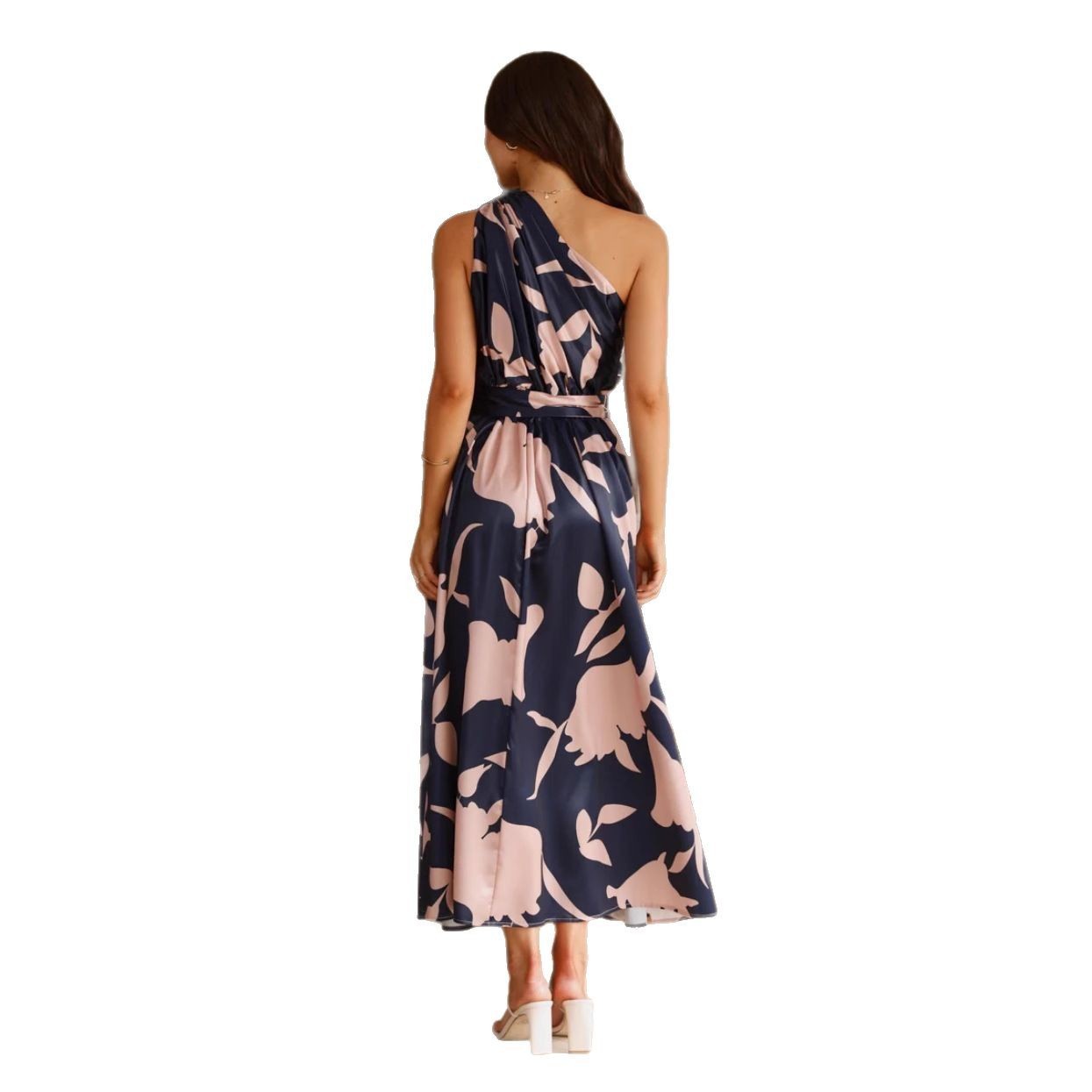 Women's Fashion Printed Shoulder Long Dress