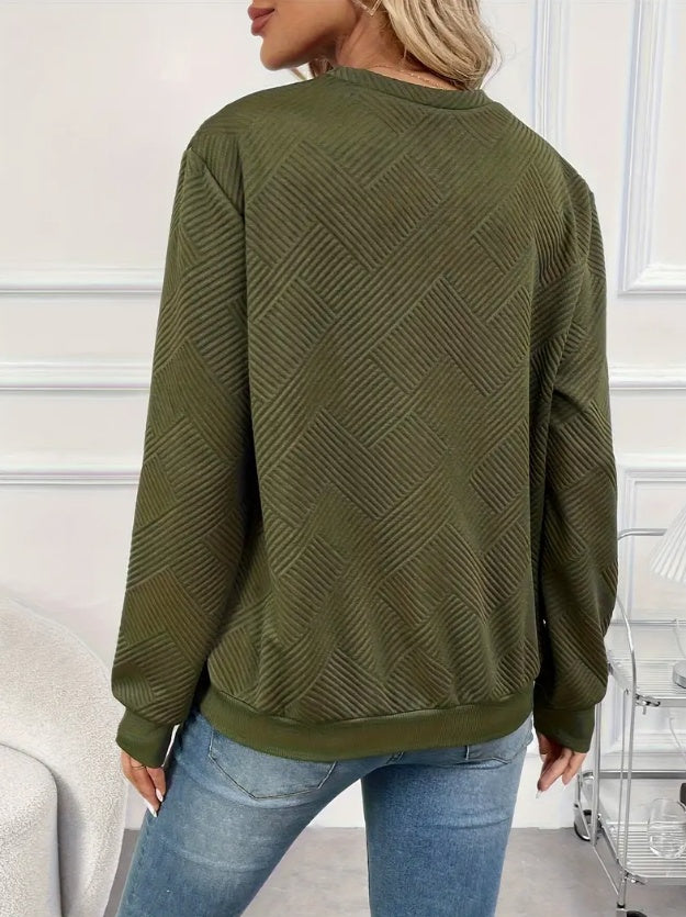 Women's Elegant Asymmetrical Hem Button-Front Long Sleeve Sweatshirt