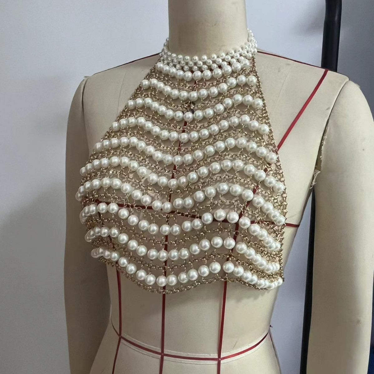 Holiday Wear Pearl Chain Vest Top