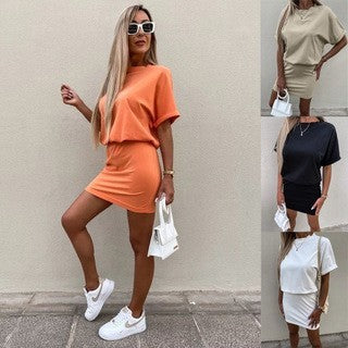 Ladies Solid Color Commuter Casual Sports Dress