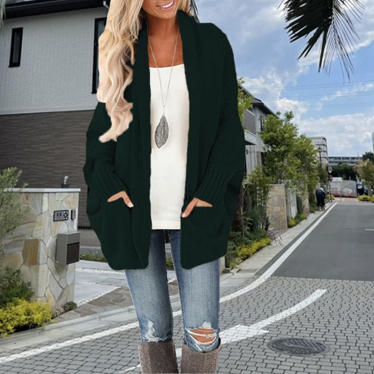 Batwing Sleeve Women's Knitting Cardigan Sweater Loose-fitting Coat Top