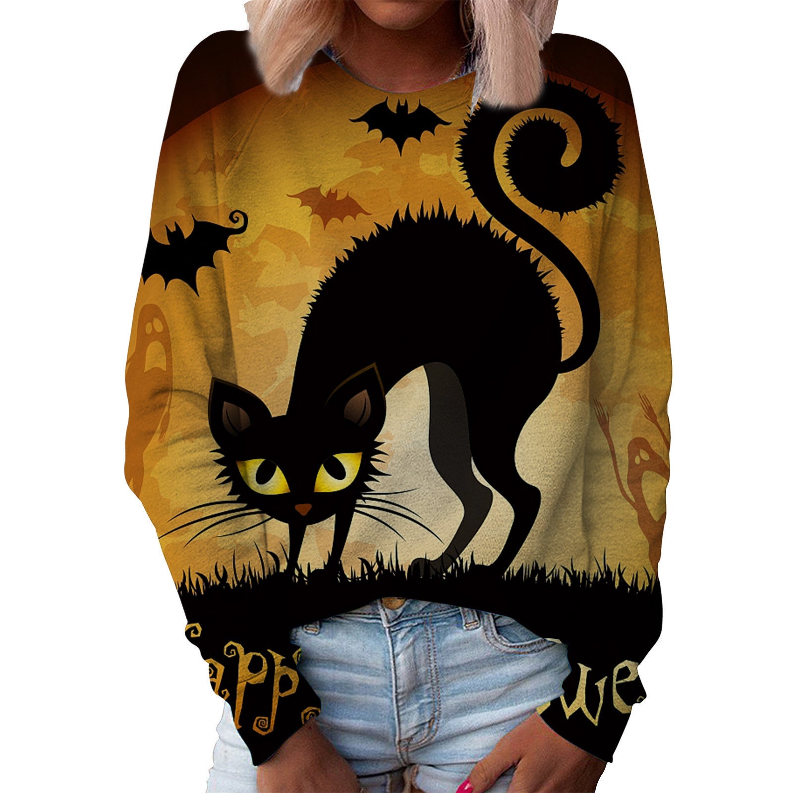 Christmas Women's Top Halloween Main Body Printed Round Neck