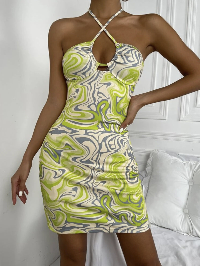 Autumn Winter Women's Necktie Printing Dress