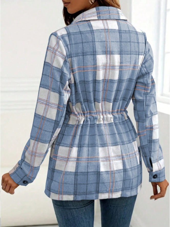 Women's Casual Vintage Plaid Front Button Loose Shirt For Spring Autumn