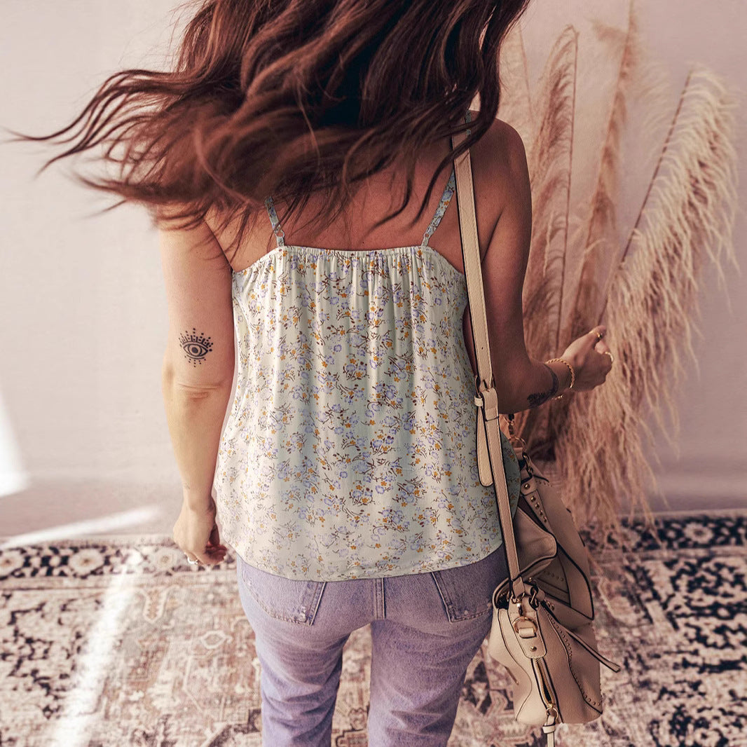 Women's Non-elastic Adjustable Floral Printed Suspenders