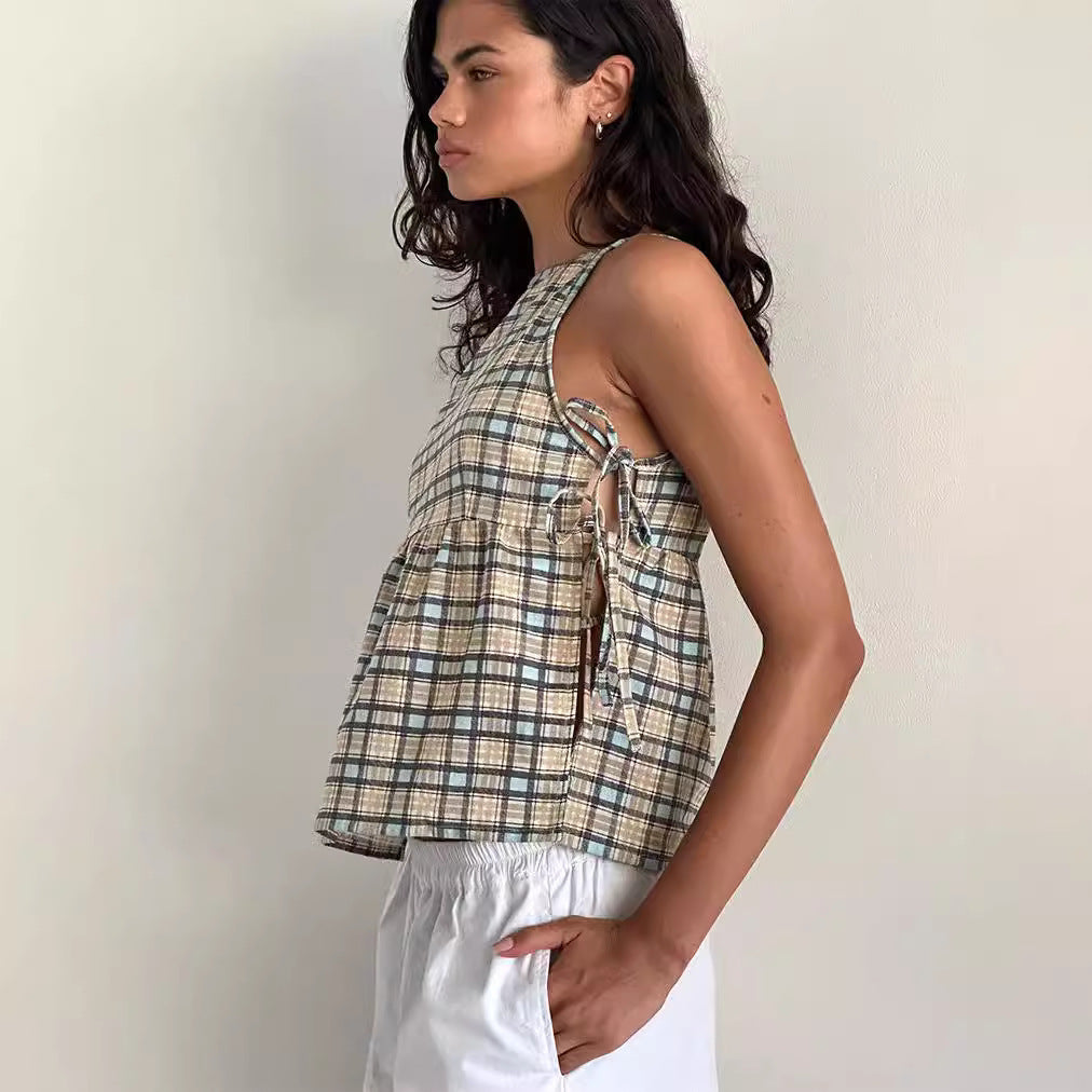 Strap Strap Sexy Checkered Top