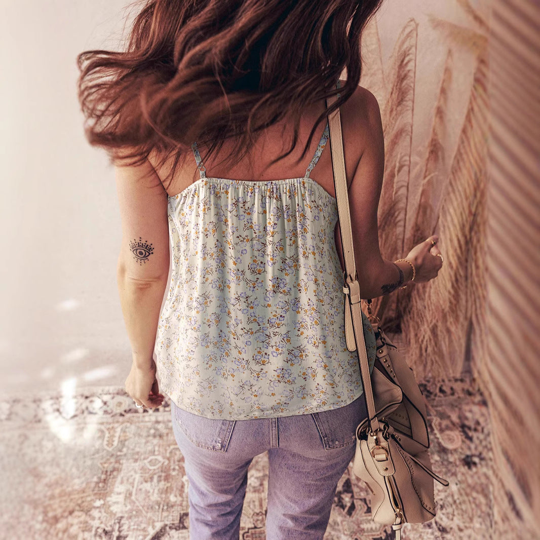 Women's Non-elastic Adjustable Floral Printed Suspenders