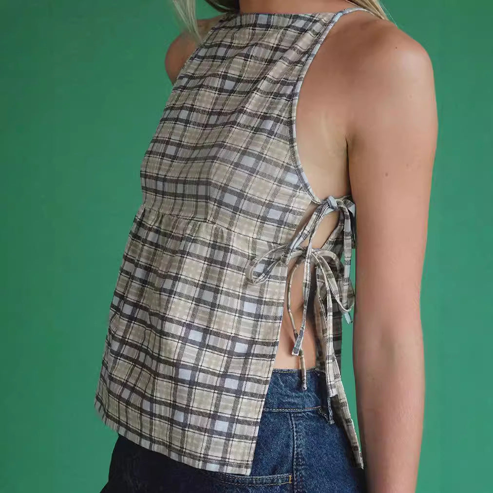 Strap Strap Sexy Checkered Top