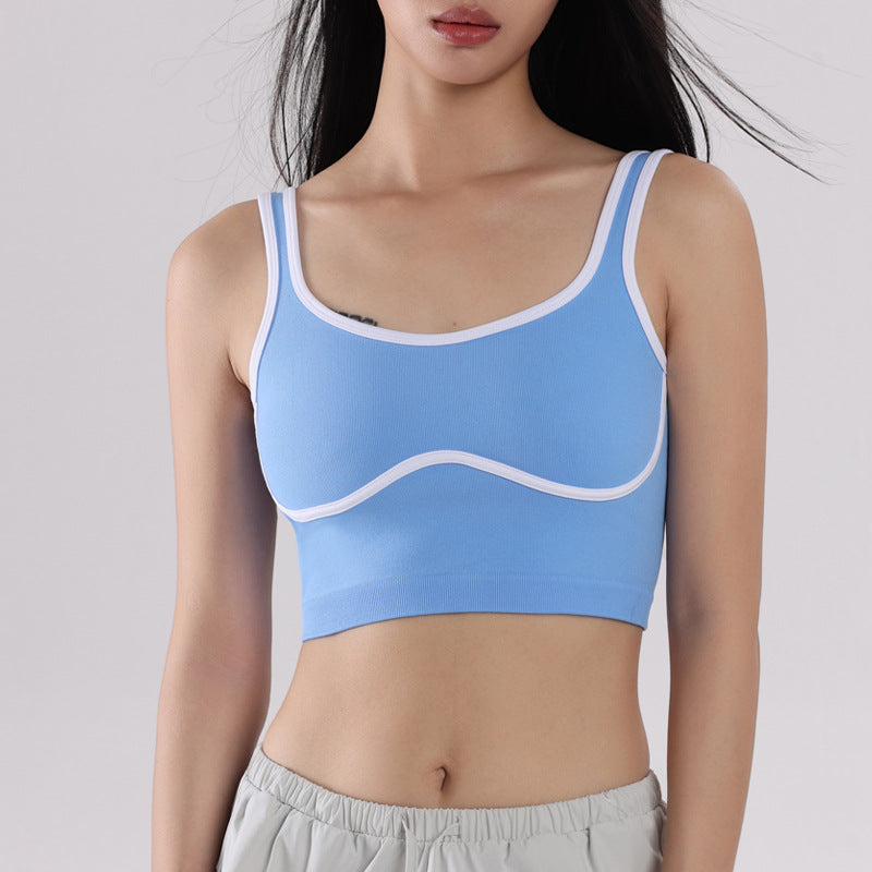 Contrast Color Wireless Beauty Back Exercise Vest Female Shockproof Push-up Yoga