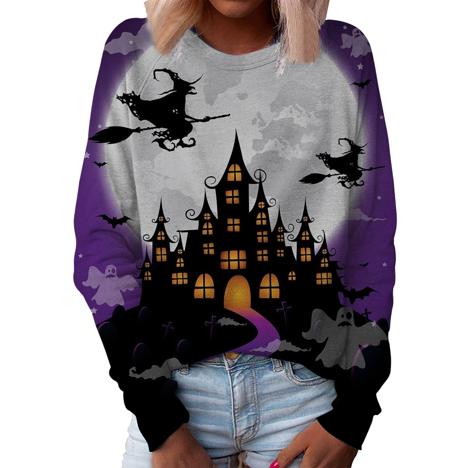 Christmas Women's Top Halloween Main Body Printed Round Neck