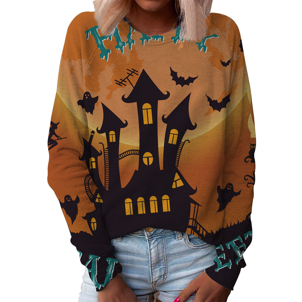 Christmas Women's Top Halloween Main Body Printed Round Neck