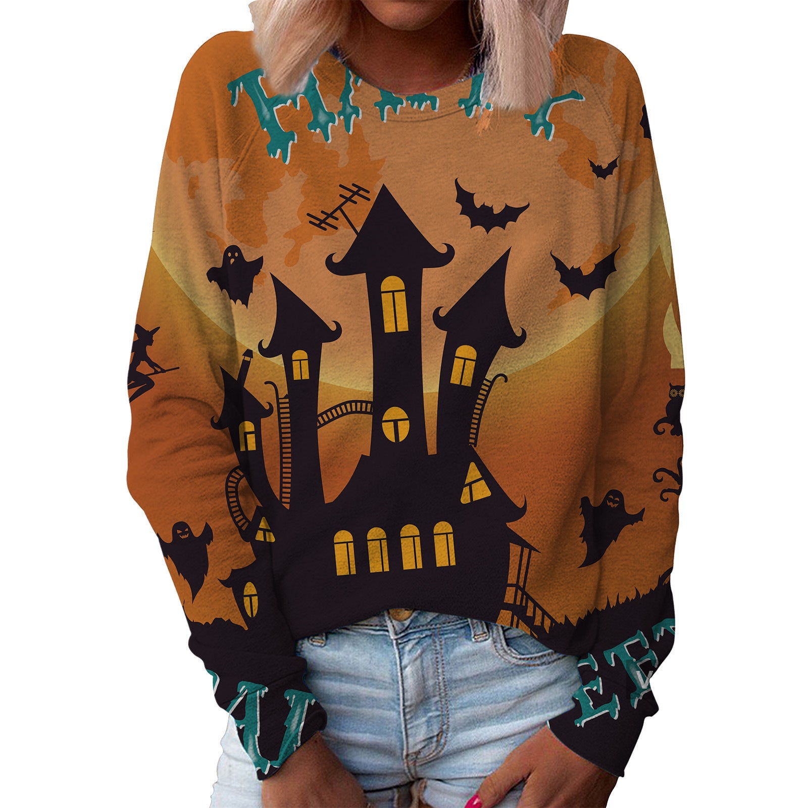 Christmas Women's Top Halloween Main Body Printed Round Neck