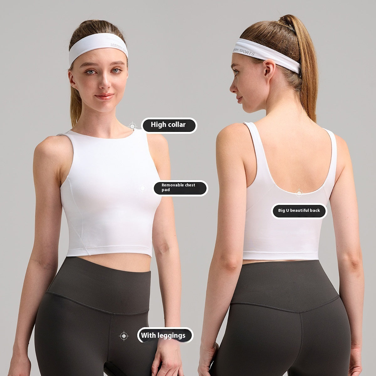 High Collar Women's Yoga Vest Workout Bra Brushed Soft Glutinous Sports Underwear