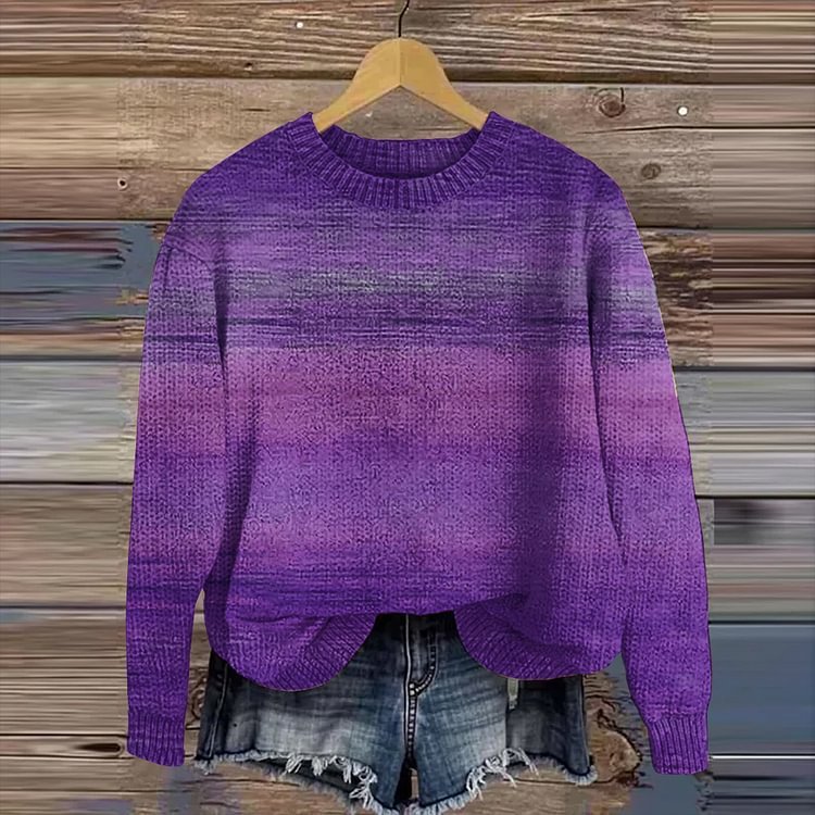 Women's Printed Wear Crew Neck Casual Sweater