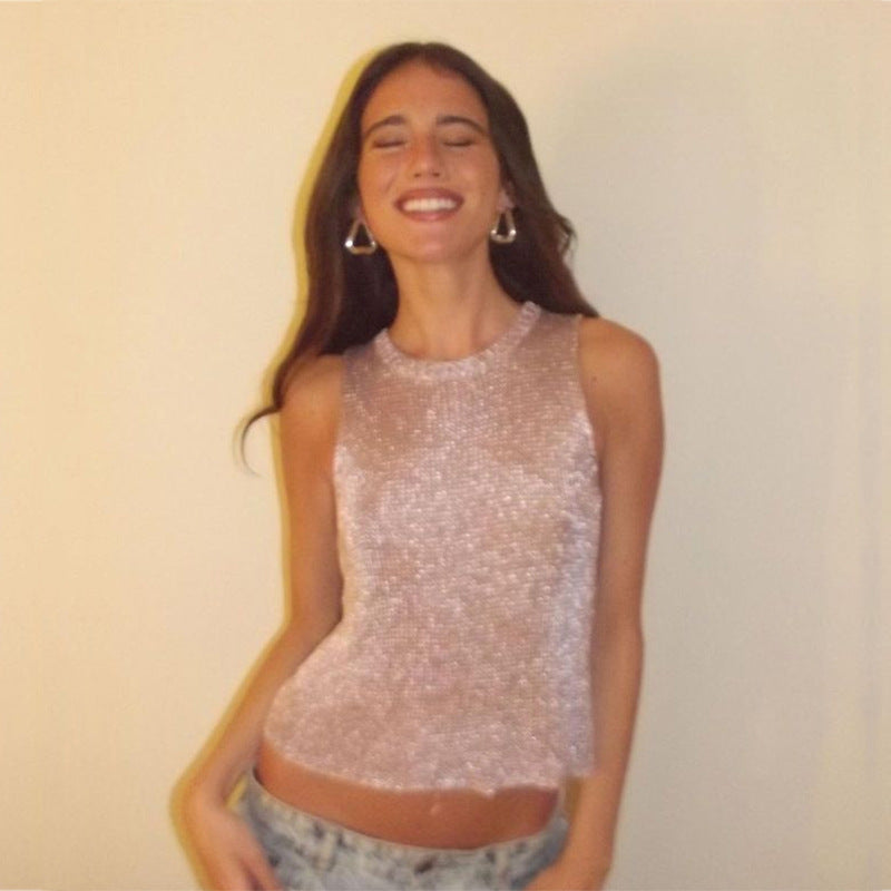 Fashionable See-through Sexy Casual Women's Vest