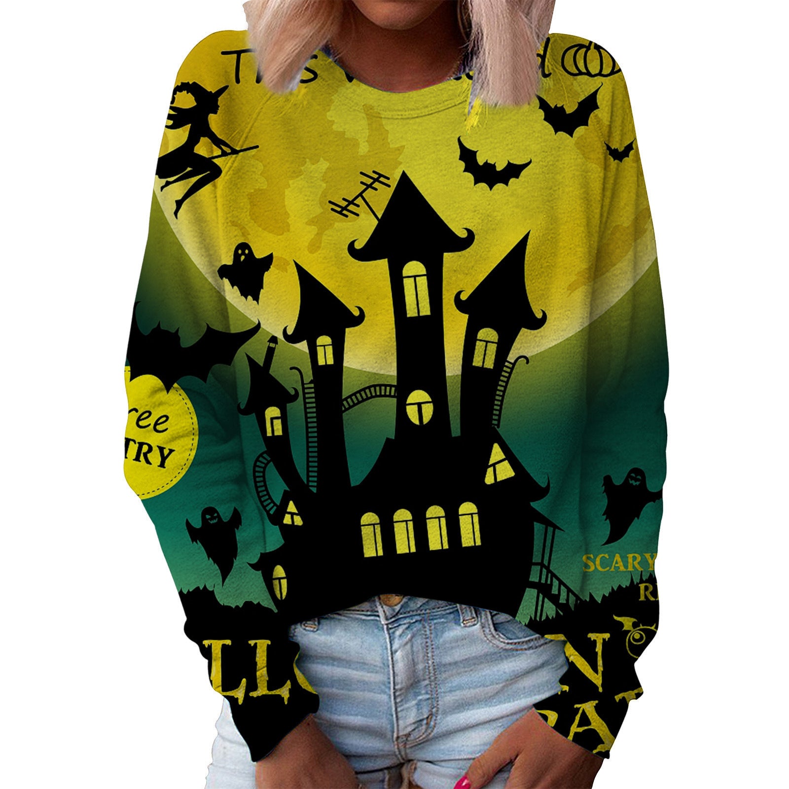 Christmas Women's Top Halloween Main Body Printed Round Neck