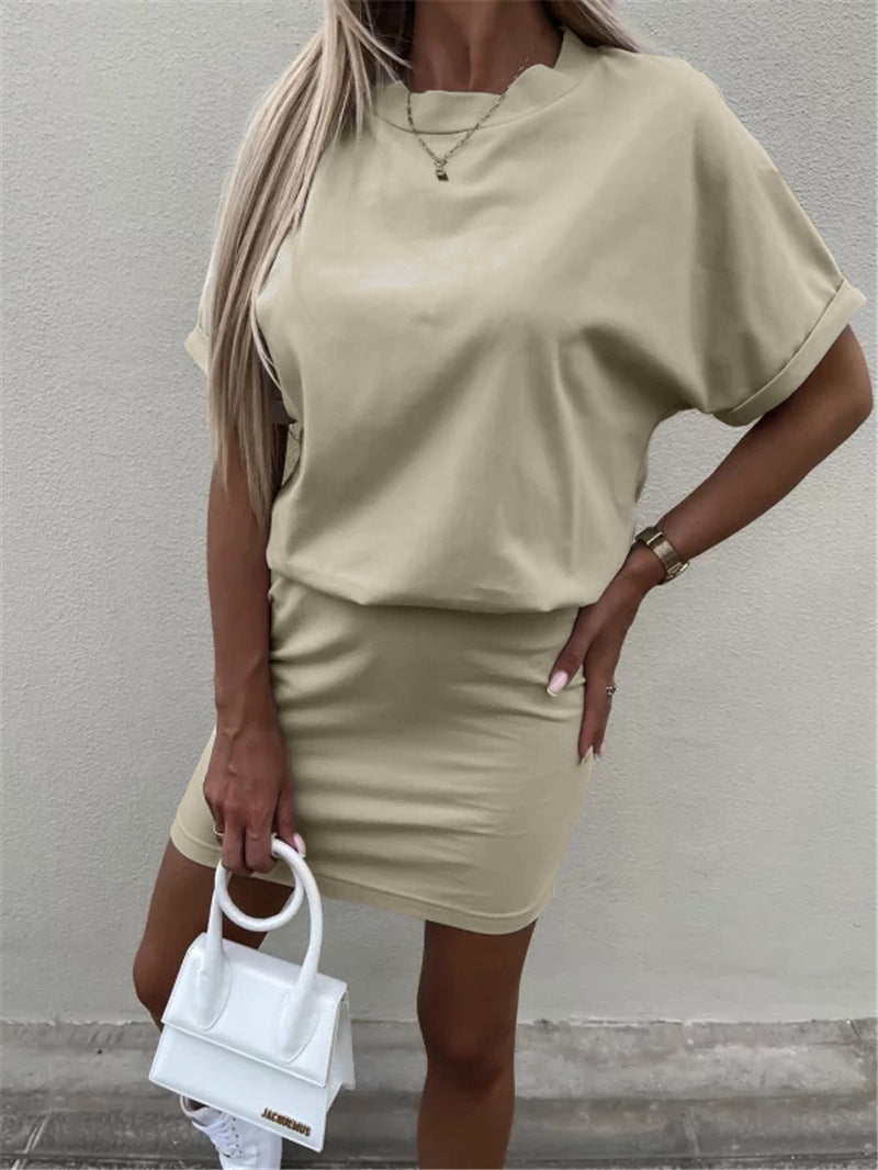 Ladies Solid Color Commuter Casual Sports Dress