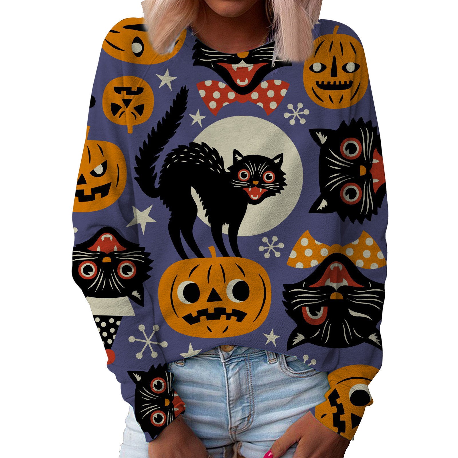 Christmas Women's Top Halloween Main Body Printed Round Neck