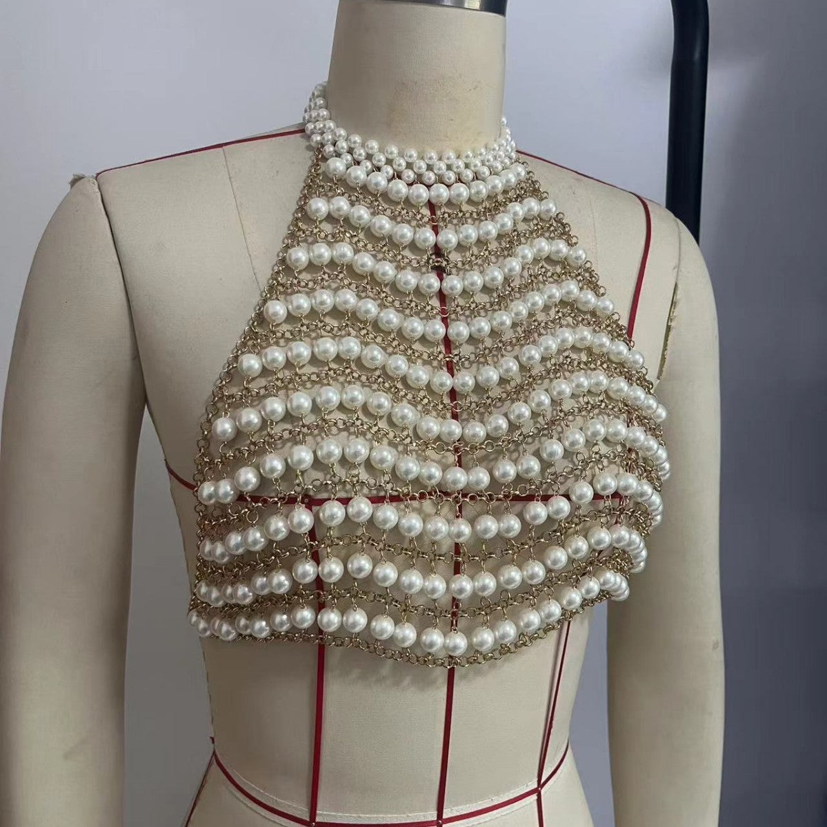 Holiday Wear Pearl Chain Vest Top
